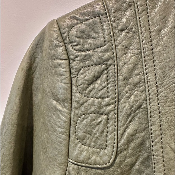 Theory Women’s Olive Green Leather Jacket - Picture 3 of 6